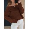 imagePRETTYGARDEN Womens Sweaters Spring Off The Shoulder Long Sleeve Top 2025 Outfits Loose Knitted Winter PulloverCoffee