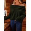 imagePRETTYGARDEN Womens Sweaters Spring Off The Shoulder Long Sleeve Top 2025 Outfits Loose Knitted Winter PulloverDark Army Green