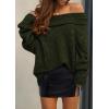 imagePRETTYGARDEN Womens Sweaters Spring Off The Shoulder Long Sleeve Top 2025 Outfits Loose Knitted Winter PulloverDark Army Green