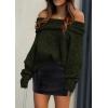imagePRETTYGARDEN Womens Sweaters Spring Off The Shoulder Long Sleeve Top 2025 Outfits Loose Knitted Winter PulloverDark Army Green