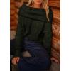 imagePRETTYGARDEN Womens Sweaters Spring Off The Shoulder Long Sleeve Top 2025 Outfits Loose Knitted Winter PulloverDark Army Green