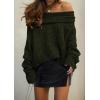 imagePRETTYGARDEN Womens Sweaters Spring Off The Shoulder Long Sleeve Top 2025 Outfits Loose Knitted Winter PulloverDark Army Green