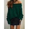 imagePRETTYGARDEN Womens Sweaters Spring Off The Shoulder Long Sleeve Top 2025 Outfits Loose Knitted Winter PulloverDark Green