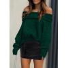 imagePRETTYGARDEN Womens Sweaters Spring Off The Shoulder Long Sleeve Top 2025 Outfits Loose Knitted Winter PulloverDark Green