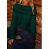 imagePRETTYGARDEN Womens Sweaters Spring Off The Shoulder Long Sleeve Top 2025 Outfits Loose Knitted Winter PulloverDark Green