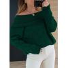 imagePRETTYGARDEN Womens Sweaters Spring Off The Shoulder Long Sleeve Top 2025 Outfits Loose Knitted Winter PulloverDark Green