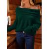 imagePRETTYGARDEN Womens Sweaters Spring Off The Shoulder Long Sleeve Top 2025 Outfits Loose Knitted Winter PulloverDark Green