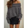 imagePRETTYGARDEN Womens Sweaters Spring Off The Shoulder Long Sleeve Top 2025 Outfits Loose Knitted Winter PulloverDark Grey