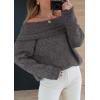 imagePRETTYGARDEN Womens Sweaters Spring Off The Shoulder Long Sleeve Top 2025 Outfits Loose Knitted Winter PulloverDark Grey