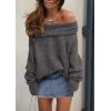 imagePRETTYGARDEN Womens Sweaters Spring Off The Shoulder Long Sleeve Top 2025 Outfits Loose Knitted Winter PulloverDark Grey
