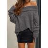 imagePRETTYGARDEN Womens Sweaters Spring Off The Shoulder Long Sleeve Top 2025 Outfits Loose Knitted Winter PulloverDark Grey