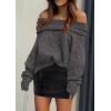imagePRETTYGARDEN Womens Sweaters Spring Off The Shoulder Long Sleeve Top 2025 Outfits Loose Knitted Winter PulloverDark Grey