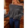imagePRETTYGARDEN Womens Sweaters Spring Off The Shoulder Long Sleeve Top 2025 Outfits Loose Knitted Winter PulloverDark Grey