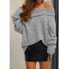 imagePRETTYGARDEN Womens Sweaters Spring Off The Shoulder Long Sleeve Top 2025 Outfits Loose Knitted Winter PulloverGrey