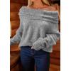 imagePRETTYGARDEN Womens Sweaters Spring Off The Shoulder Long Sleeve Top 2025 Outfits Loose Knitted Winter PulloverGrey