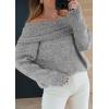 imagePRETTYGARDEN Womens Sweaters Spring Off The Shoulder Long Sleeve Top 2025 Outfits Loose Knitted Winter PulloverGrey