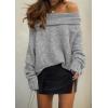 imagePRETTYGARDEN Womens Sweaters Spring Off The Shoulder Long Sleeve Top 2025 Outfits Loose Knitted Winter PulloverGrey