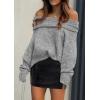 imagePRETTYGARDEN Womens Sweaters Spring Off The Shoulder Long Sleeve Top 2025 Outfits Loose Knitted Winter PulloverGrey