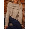 imagePRETTYGARDEN Womens Sweaters Spring Off The Shoulder Long Sleeve Top 2025 Outfits Loose Knitted Winter PulloverKhaki