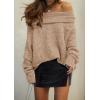 imagePRETTYGARDEN Womens Sweaters Spring Off The Shoulder Long Sleeve Top 2025 Outfits Loose Knitted Winter PulloverKhaki