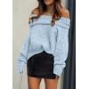 imagePRETTYGARDEN Womens Sweaters Spring Off The Shoulder Long Sleeve Top 2025 Outfits Loose Knitted Winter PulloverLight Blue