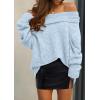 imagePRETTYGARDEN Womens Sweaters Spring Off The Shoulder Long Sleeve Top 2025 Outfits Loose Knitted Winter PulloverLight Blue