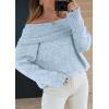 imagePRETTYGARDEN Womens Sweaters Spring Off The Shoulder Long Sleeve Top 2025 Outfits Loose Knitted Winter PulloverLight Blue