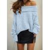 imagePRETTYGARDEN Womens Sweaters Spring Off The Shoulder Long Sleeve Top 2025 Outfits Loose Knitted Winter PulloverLight Blue