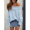 imagePRETTYGARDEN Womens Sweaters Spring Off The Shoulder Long Sleeve Top 2025 Outfits Loose Knitted Winter PulloverLight Blue