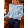imagePRETTYGARDEN Womens Sweaters Spring Off The Shoulder Long Sleeve Top 2025 Outfits Loose Knitted Winter PulloverLight Blue