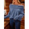 imagePRETTYGARDEN Womens Sweaters Spring Off The Shoulder Long Sleeve Top 2025 Outfits Loose Knitted Winter PulloverMist Blue
