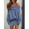 imagePRETTYGARDEN Womens Sweaters Spring Off The Shoulder Long Sleeve Top 2025 Outfits Loose Knitted Winter PulloverMist Blue