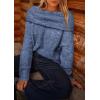 imagePRETTYGARDEN Womens Sweaters Spring Off The Shoulder Long Sleeve Top 2025 Outfits Loose Knitted Winter PulloverMist Blue