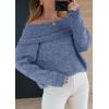 imagePRETTYGARDEN Womens Sweaters Spring Off The Shoulder Long Sleeve Top 2025 Outfits Loose Knitted Winter PulloverMist Blue