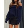 imagePRETTYGARDEN Womens Sweaters Spring Off The Shoulder Long Sleeve Top 2025 Outfits Loose Knitted Winter PulloverNavy