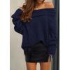 imagePRETTYGARDEN Womens Sweaters Spring Off The Shoulder Long Sleeve Top 2025 Outfits Loose Knitted Winter PulloverNavy