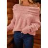 imagePRETTYGARDEN Womens Sweaters Spring Off The Shoulder Long Sleeve Top 2025 Outfits Loose Knitted Winter PulloverPink