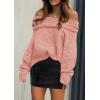 imagePRETTYGARDEN Womens Sweaters Spring Off The Shoulder Long Sleeve Top 2025 Outfits Loose Knitted Winter PulloverPink