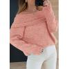 imagePRETTYGARDEN Womens Sweaters Spring Off The Shoulder Long Sleeve Top 2025 Outfits Loose Knitted Winter PulloverPink