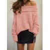 imagePRETTYGARDEN Womens Sweaters Spring Off The Shoulder Long Sleeve Top 2025 Outfits Loose Knitted Winter PulloverPink