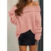 imagePRETTYGARDEN Womens Sweaters Spring Off The Shoulder Long Sleeve Top 2025 Outfits Loose Knitted Winter PulloverPink