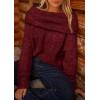 imagePRETTYGARDEN Womens Sweaters Spring Off The Shoulder Long Sleeve Top 2025 Outfits Loose Knitted Winter PulloverWine Red