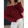 imagePRETTYGARDEN Womens Sweaters Spring Off The Shoulder Long Sleeve Top 2025 Outfits Loose Knitted Winter PulloverWine Red