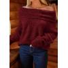 imagePRETTYGARDEN Womens Sweaters Spring Off The Shoulder Long Sleeve Top 2025 Outfits Loose Knitted Winter PulloverWine Red