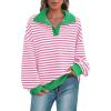 imagePRETTYGARDEN Womens Oversized Striped Sweatshirts Spring Fall Trendy Casual Long Sleeve Button Up Tops Shirt Preppy ClothesStriped Pink White