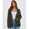 imagePRETTYGARDEN Womens Cardigan Sweaters Long Sleeve Open Front Button Up V Neck Ribbed Knit Winter Sweater JacketsArmy Green