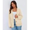 imagePRETTYGARDEN Womens Cardigan Sweaters Long Sleeve Open Front Button Up V Neck Ribbed Knit Winter Sweater JacketsBeige