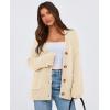 imagePRETTYGARDEN Womens Cardigan Sweaters Long Sleeve Open Front Button Up V Neck Ribbed Knit Winter Sweater JacketsBeige