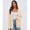 imagePRETTYGARDEN Womens Cardigan Sweaters Long Sleeve Open Front Button Up V Neck Ribbed Knit Winter Sweater JacketsBeige