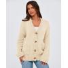 imagePRETTYGARDEN Womens Cardigan Sweaters Long Sleeve Open Front Button Up V Neck Ribbed Knit Winter Sweater JacketsBeige